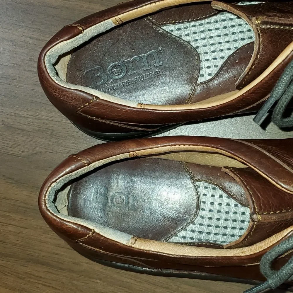 BORN H11806 Mens Ridgeway Cinnamon Brown Leather Oxfords Shoes‎ Size 11½